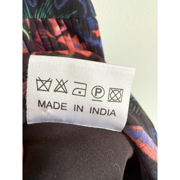 Saloni | Elodie-C A-Line Dress in Garnet Bandhani Placement Blue Red | Sz 8 - Picture 7 of 11